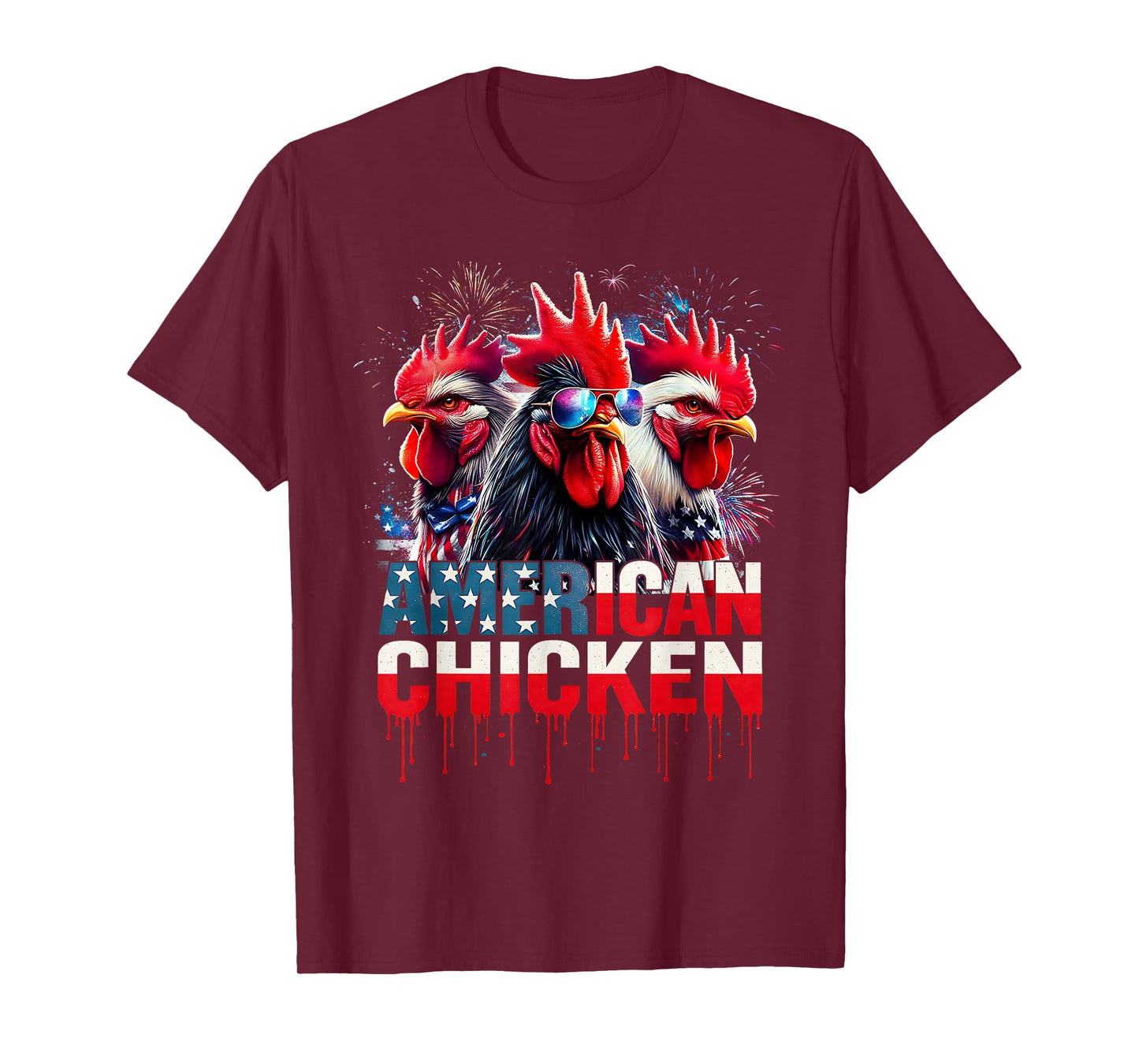 USA Chicken 4th of July Retro America Funny Patriotic T-Shirt