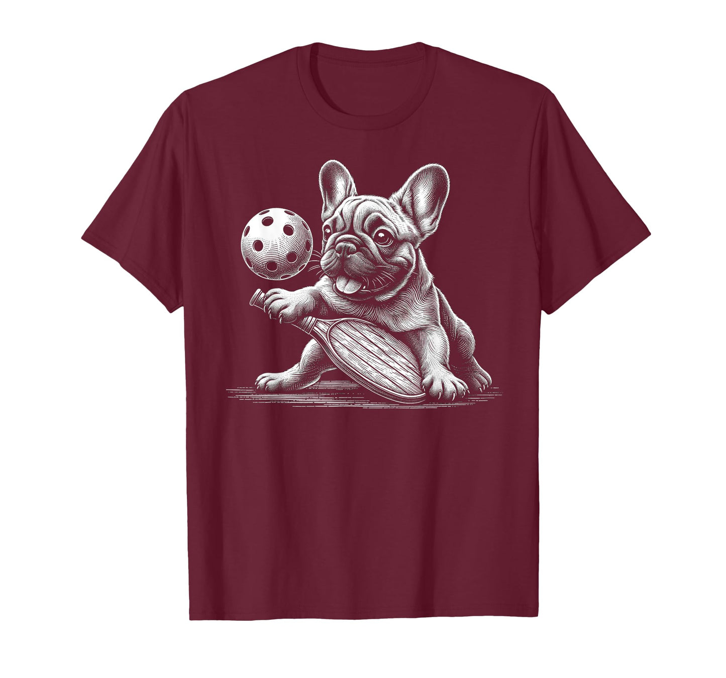 Pickleball French Bulldog Sketch Paddle Sport T-Shirt