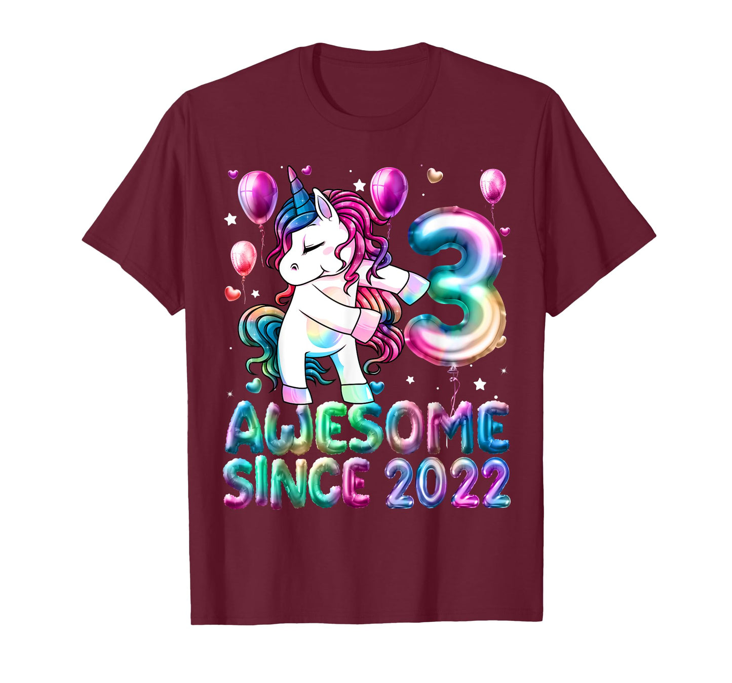 Flossing Unicorn 3 Year Old 3rd Birthday Girl Unicorn Party T-Shirt