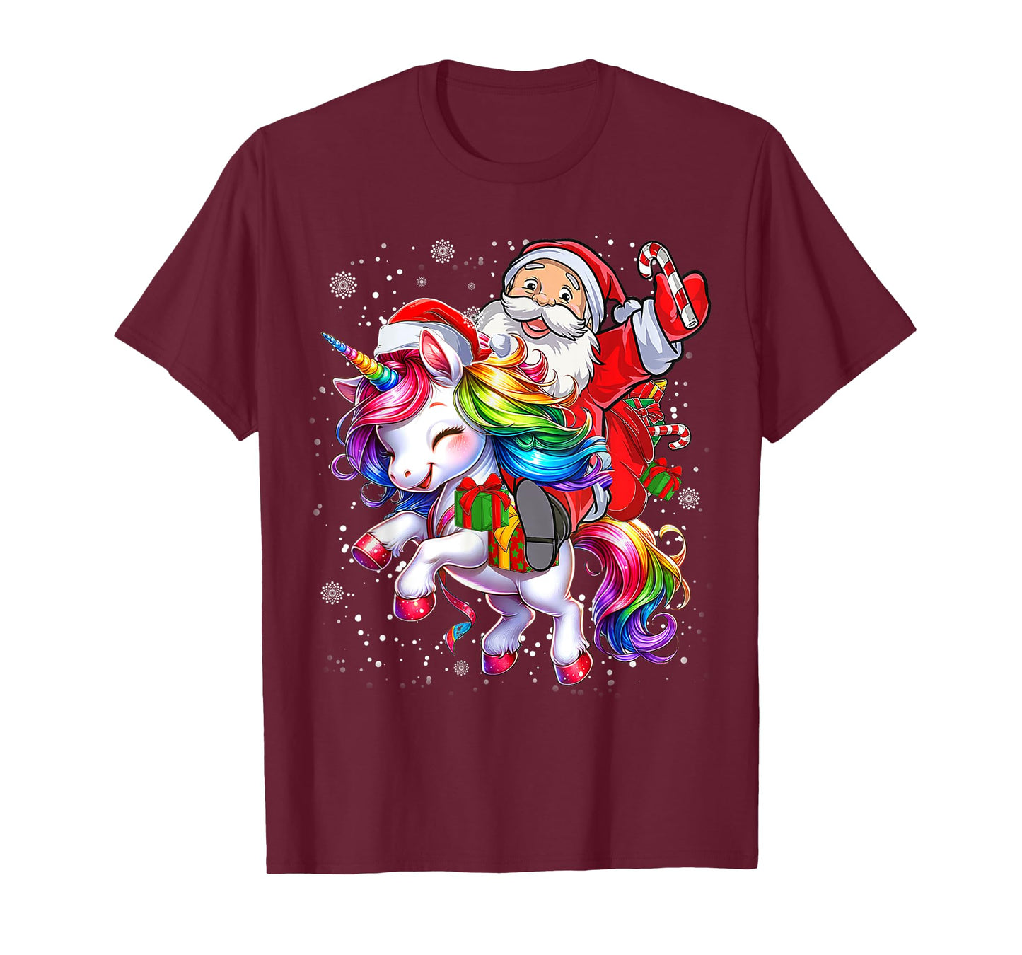 Cute Unicorn Christmas Girls Kids Women Santa Unicorn Xmas T-Shirt