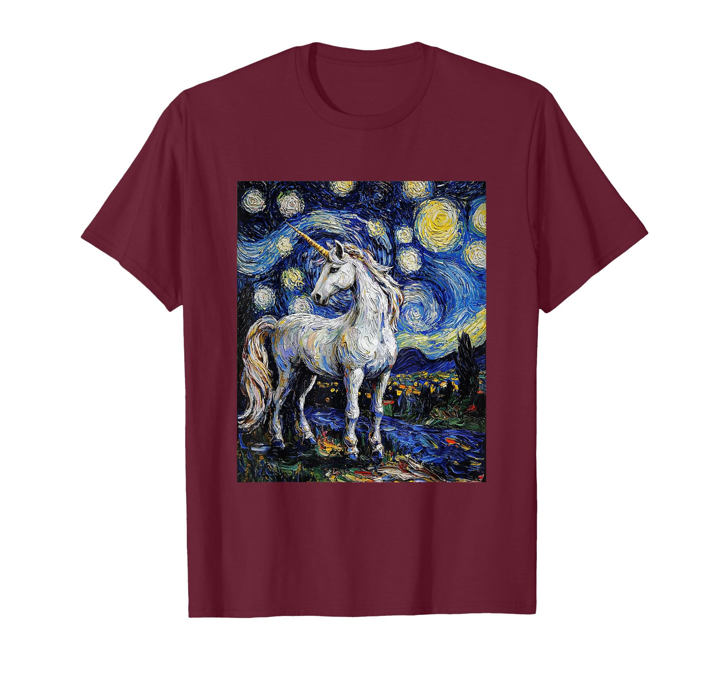 Cute Unicorn - Van Gogh Style - Starry Night T-Shirt