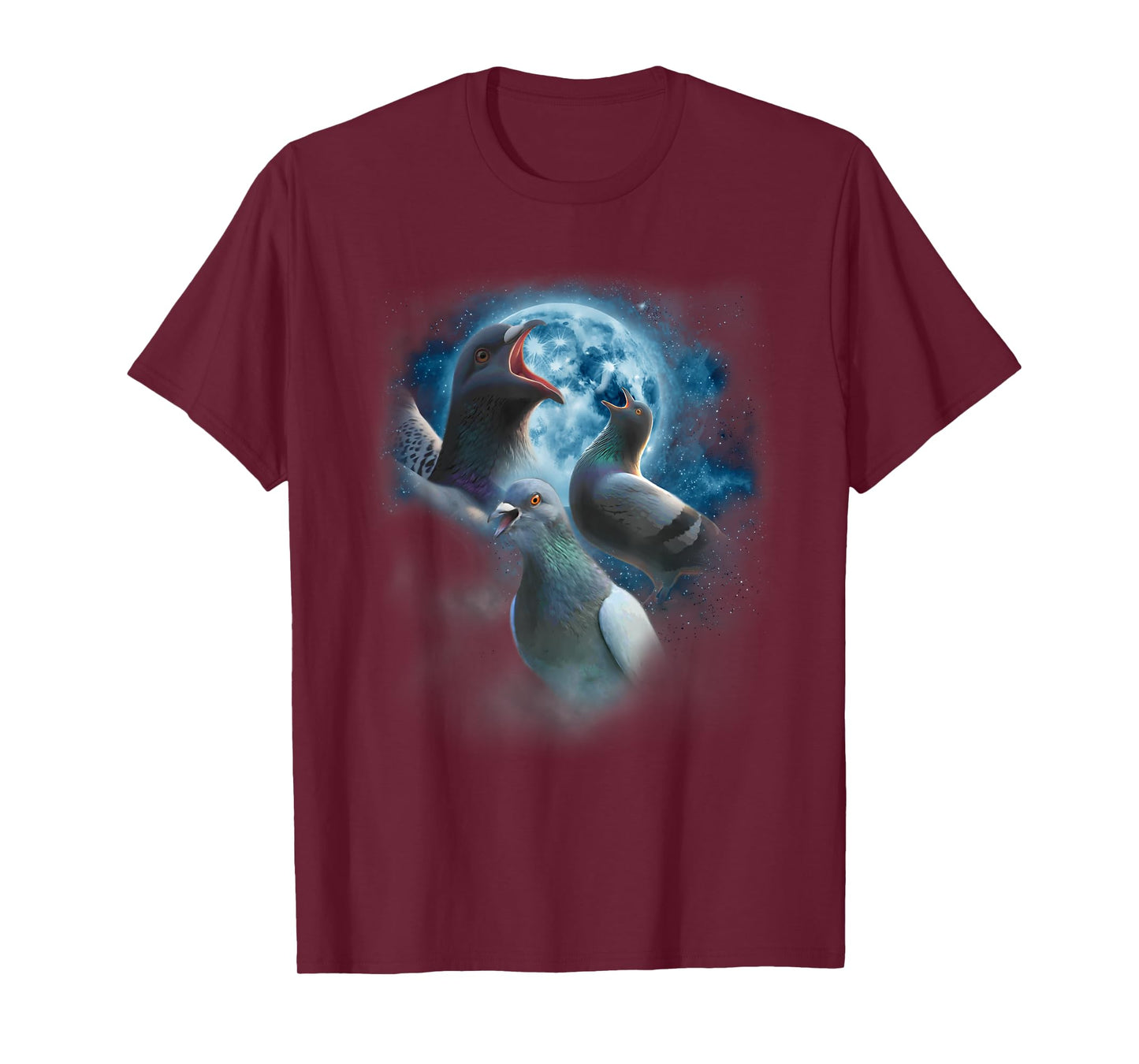 Funny Pigeon Shirt - Funny Pigeons Howling at the Moon T-Shirt