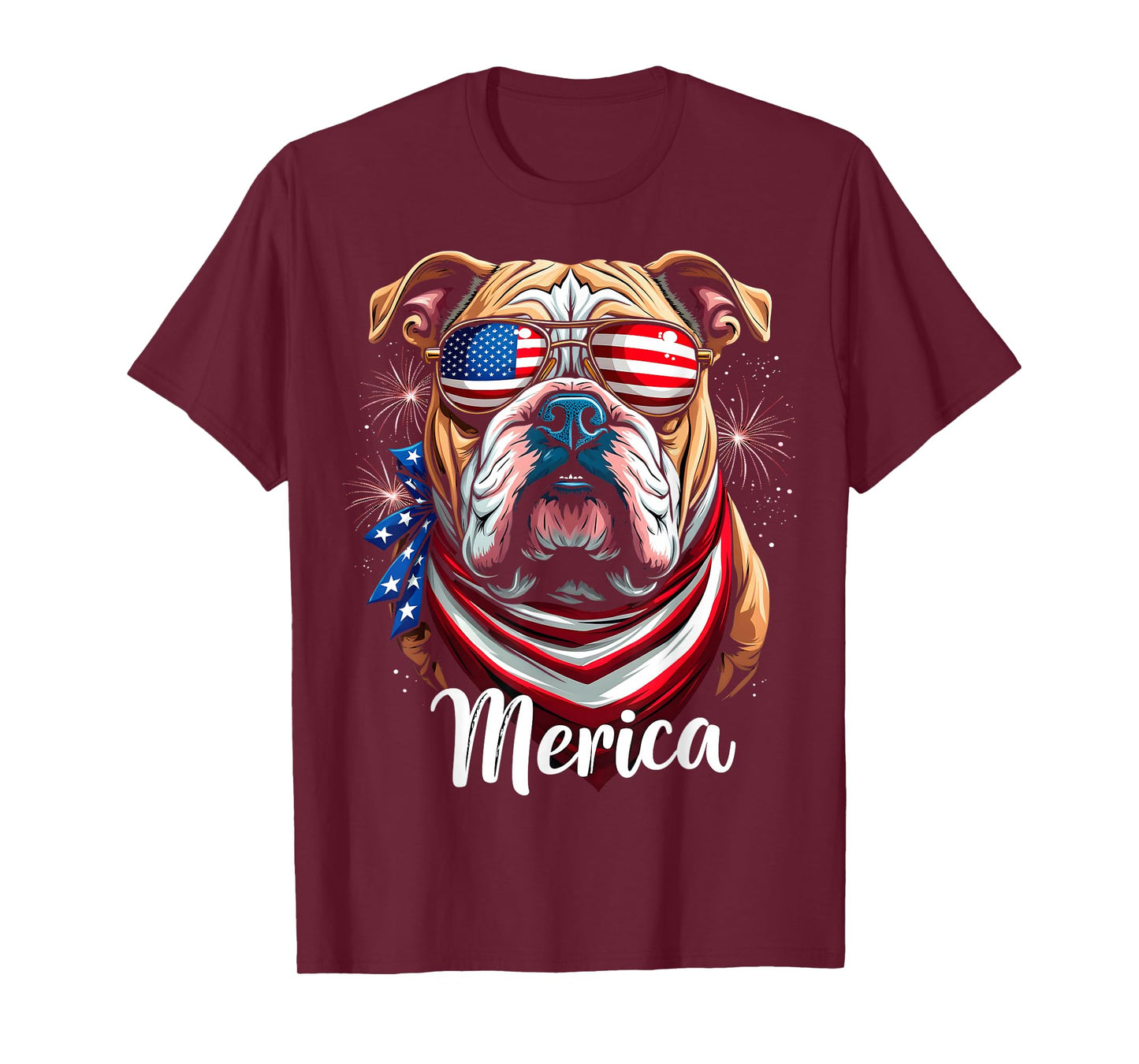 Patriotic Bulldog ‘Merica 4th of July Dog T-Shirt