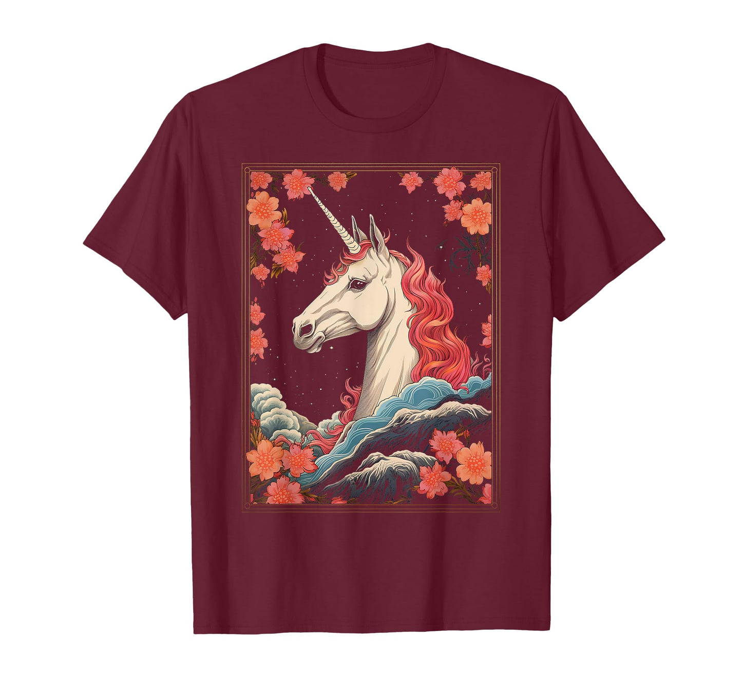 Unicorn Flowers Animal Nature Motif Unicorn T-Shirt