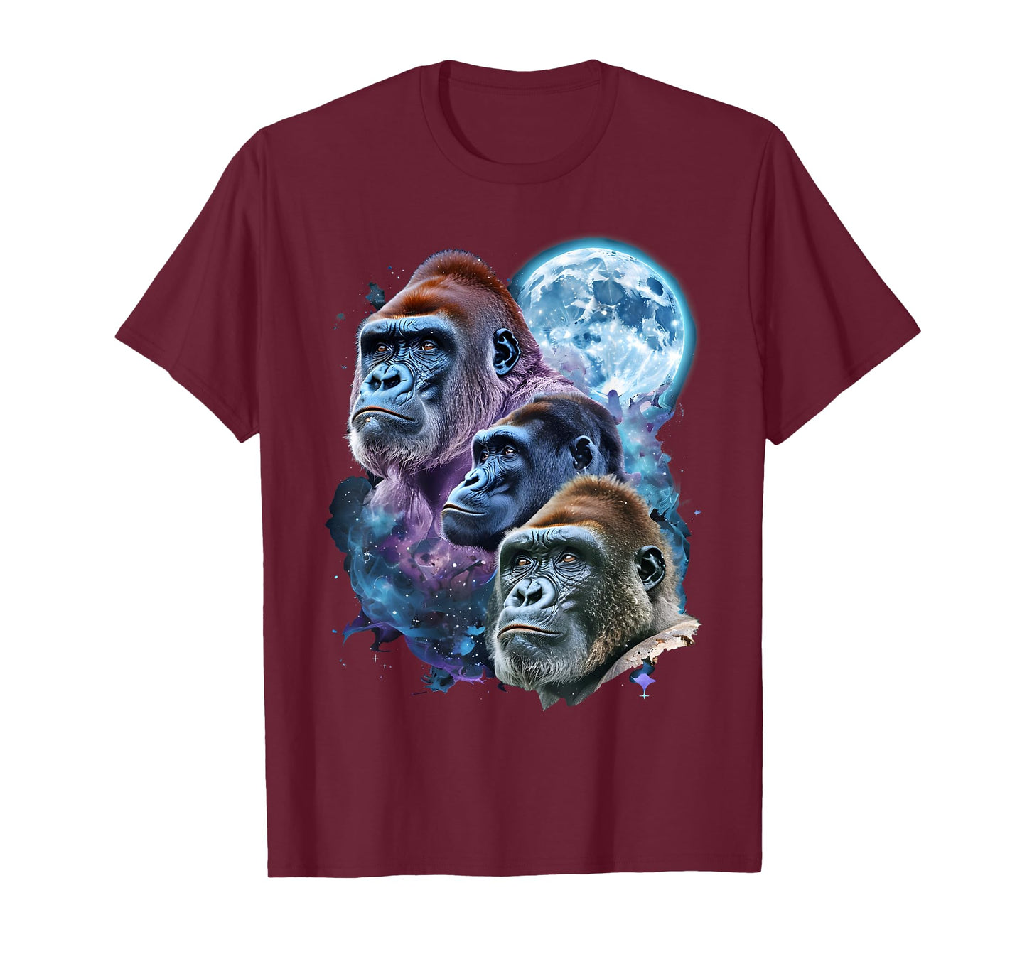 3 Moon Gorilla Funny Great Ape Art Cool Primate Animal Lover T-Shirt