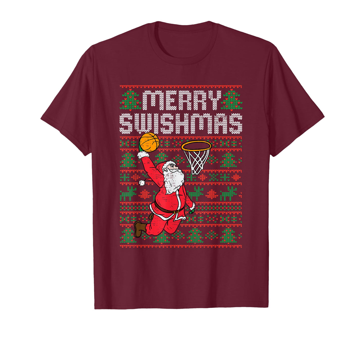 Basketball Ugly Christmas Xmas Santa Sports Men Boys Kids T-Shirt