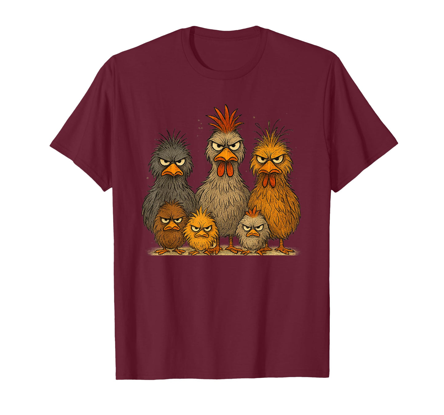Angry Eagerlys Colorful Chicken Art, Crazy Chicken Family T-Shirt