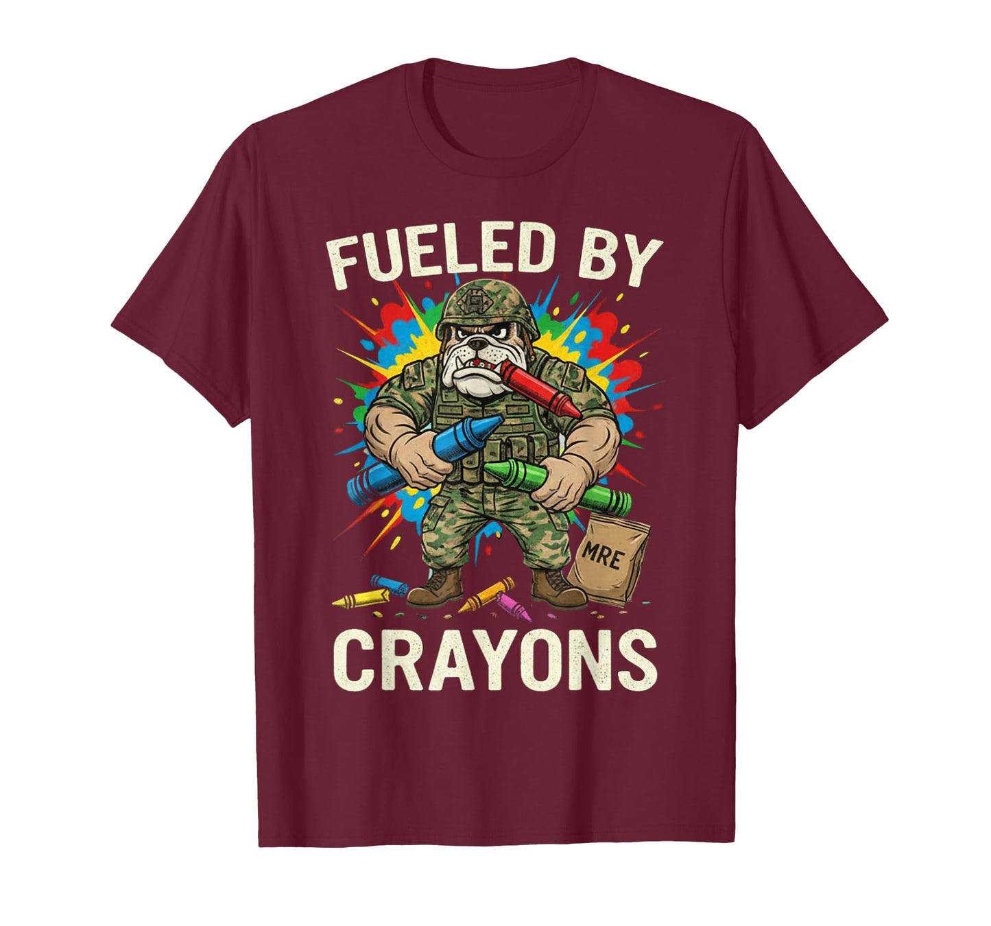 Military Corps Bulldog Crayon Eater Soldier Veterans Day T-Shirt