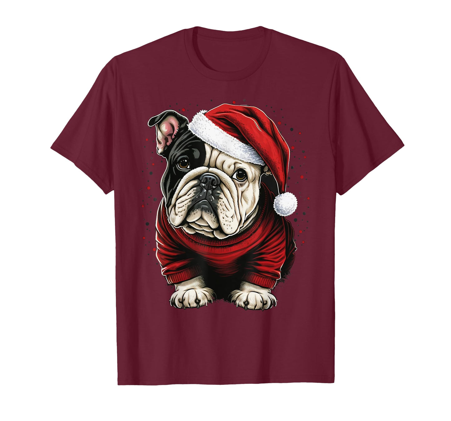 Xmas Bulldog Santa on Christmas Bulldog T-Shirt for Men Women Kids