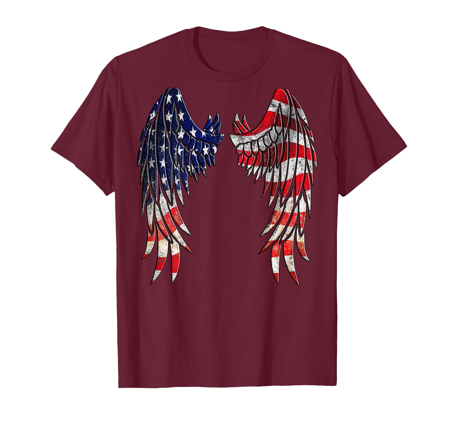 Distressed American Flag Angel Wings Shirt T-Shirt for Women Kids Men