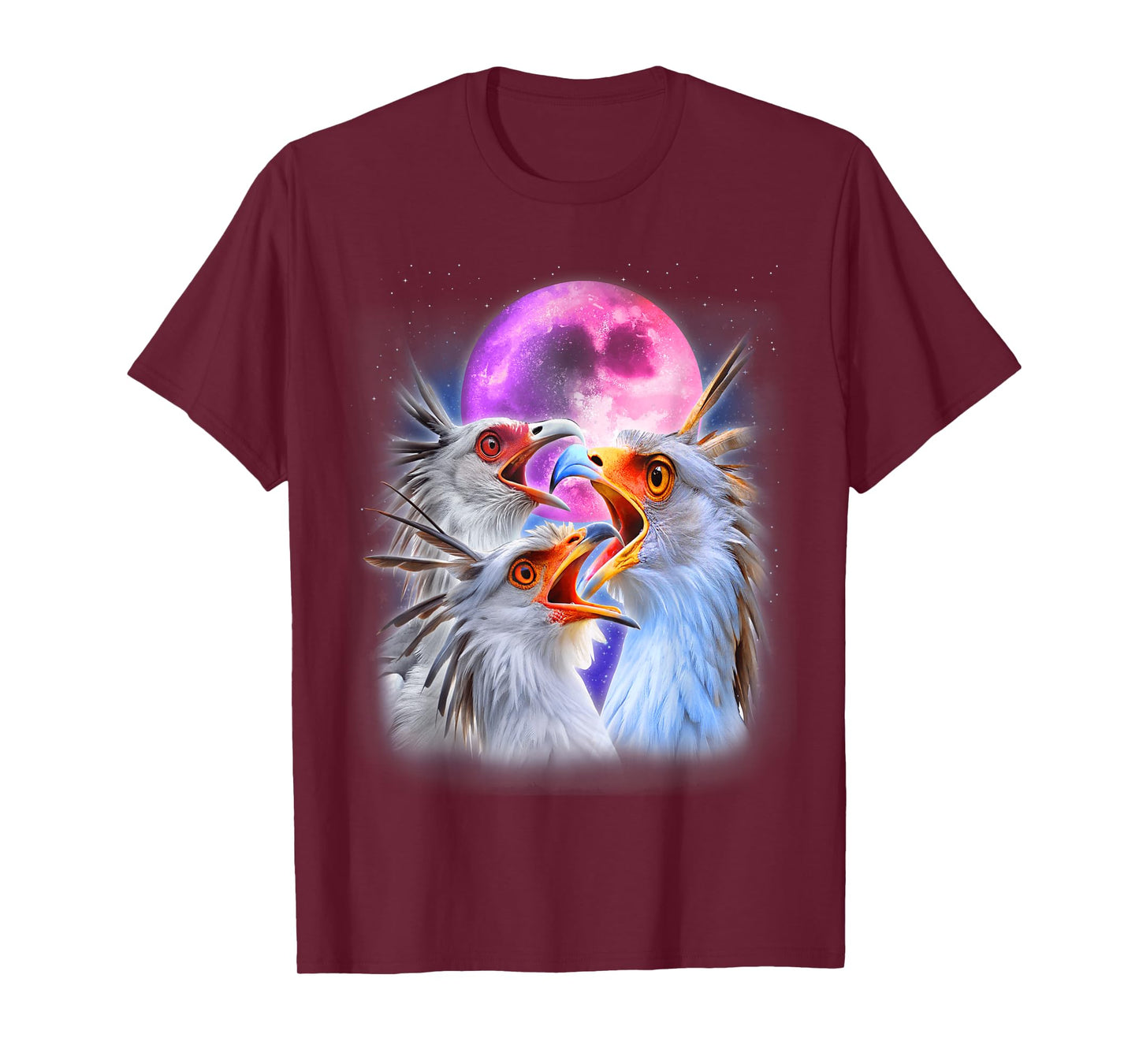3 Secretary Bird Howling At The Moon Funny Bird Lover Birder T-Shirt