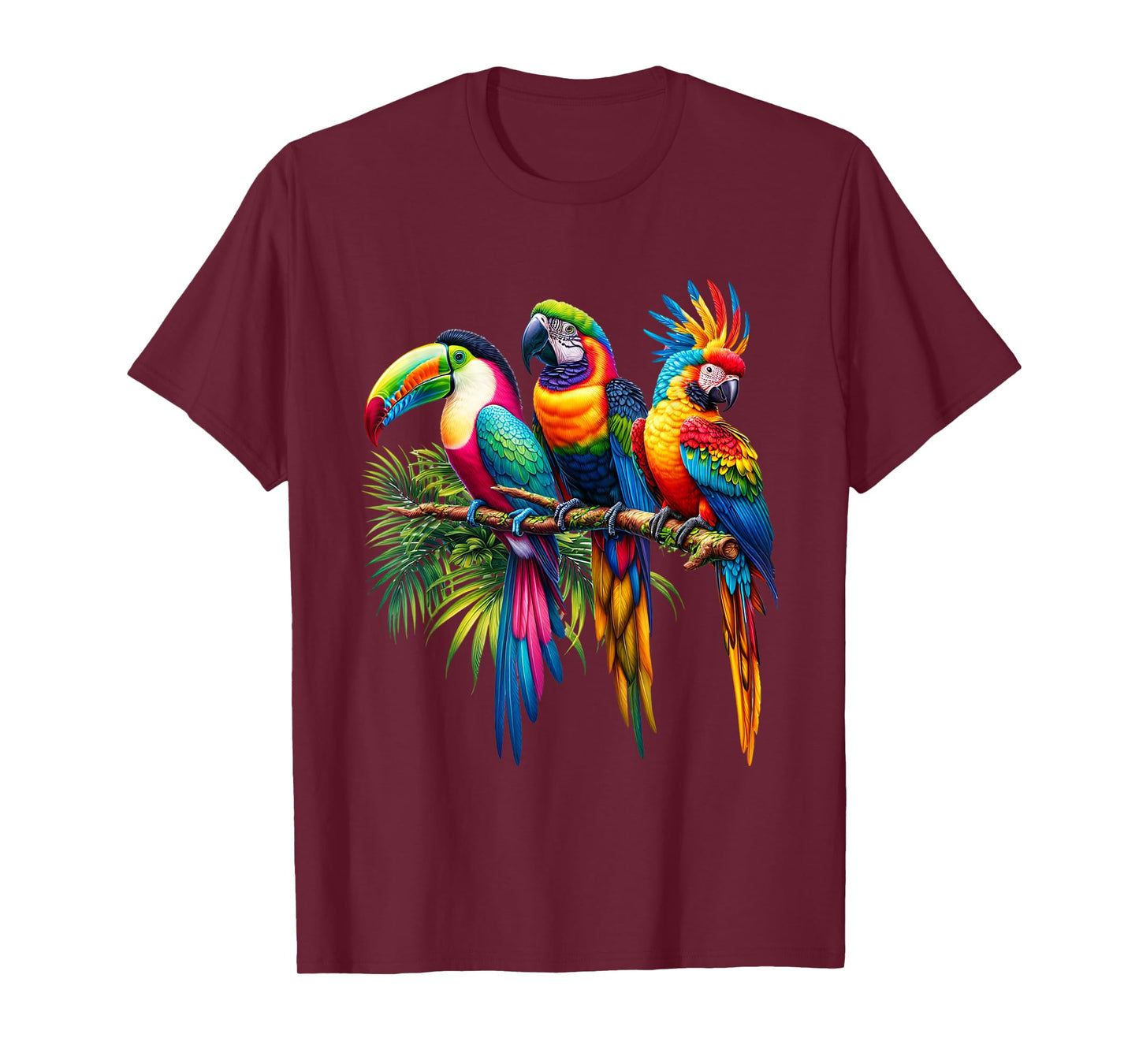 Vibrant Tropical Parrots – Exotic & Colorful Wildlife Art T-Shirt
