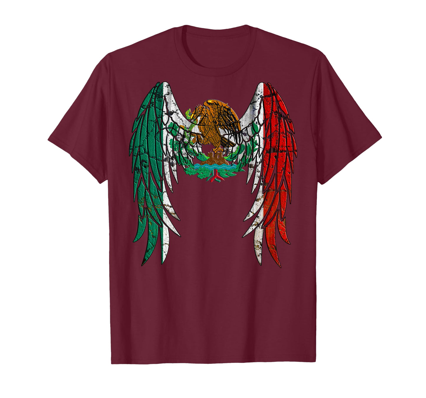 Mexican Flag Distressed Angel Wings TShirt