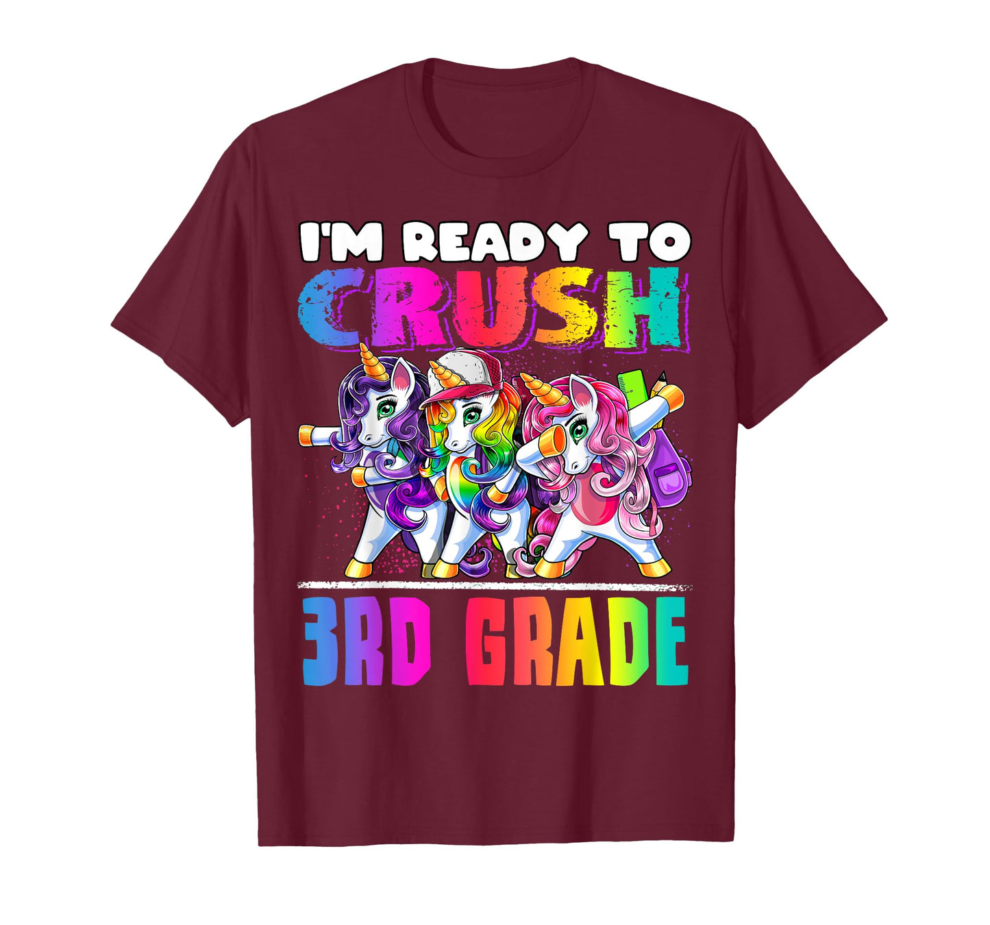 Crush 3rd Grade Dabbing Unicorn Back to School Backpack Girl T-Shirt