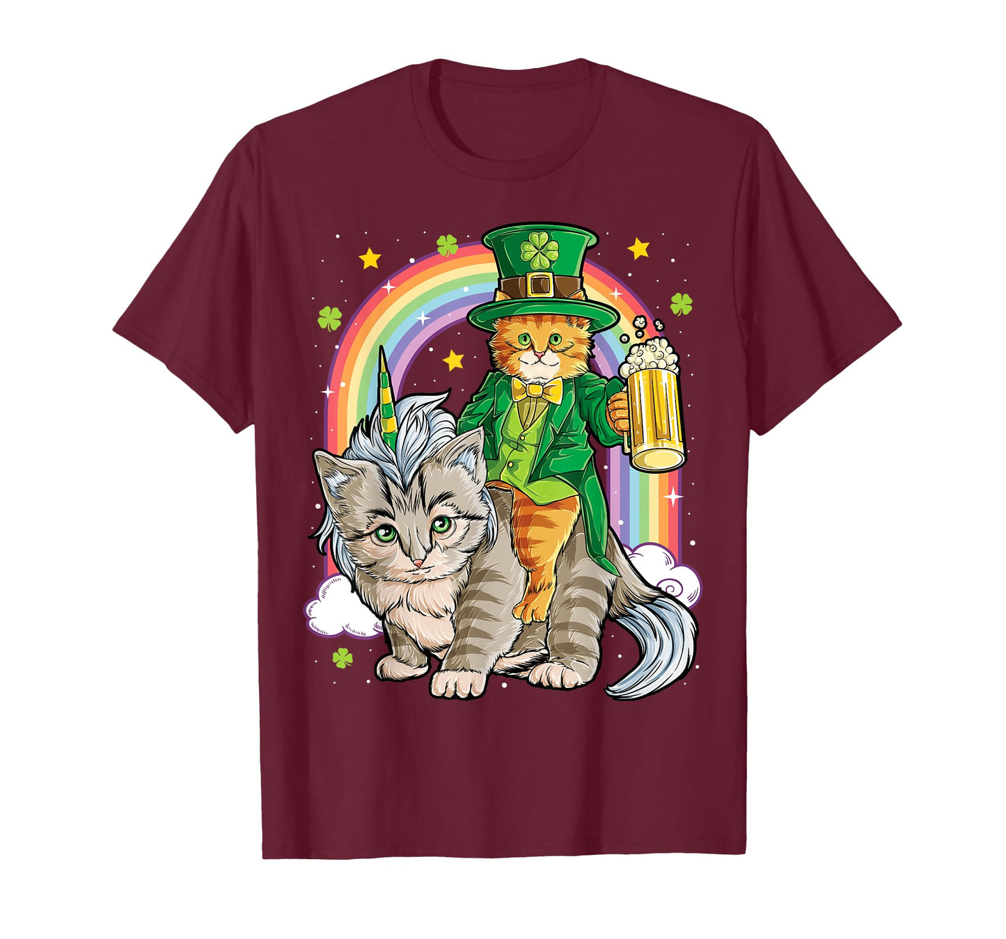 Cat St Patricks Day Leprechaun Riding Caticorn Unicorn Women T-Shirt