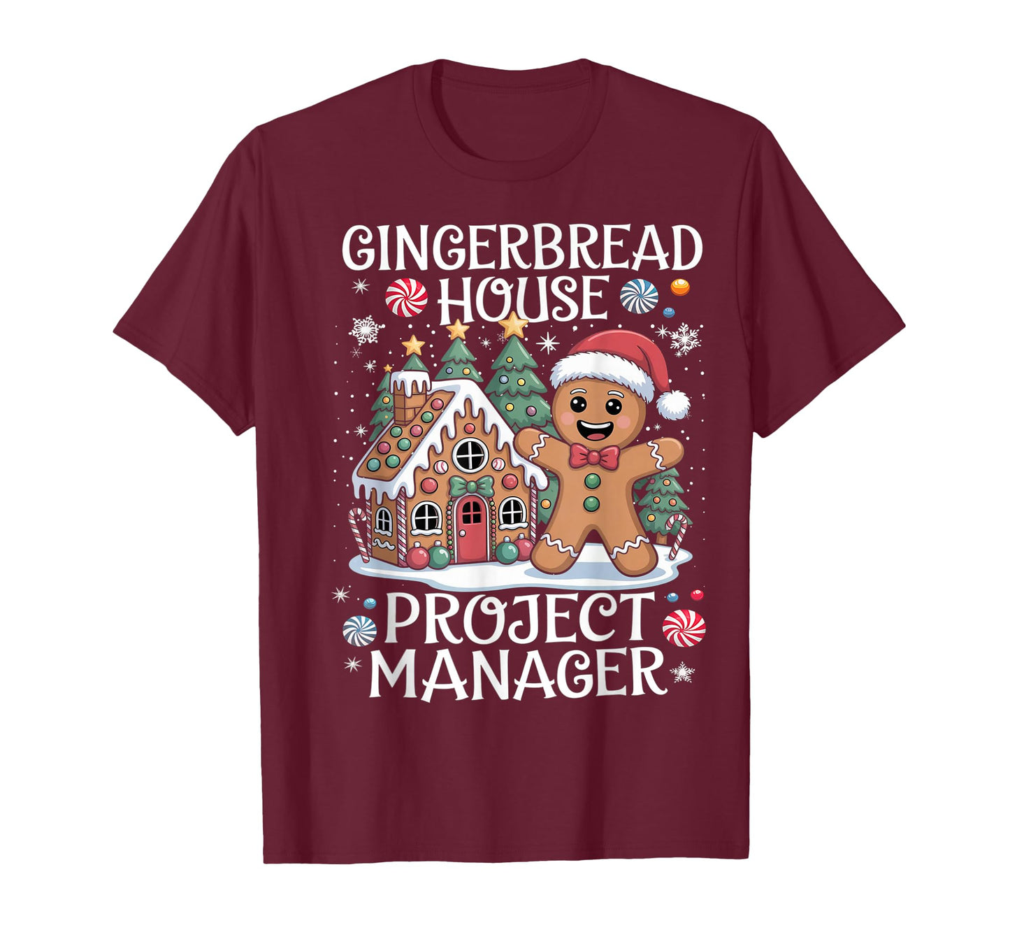 Gingerbread House Project Manager Decorating Baking Xmas T-Shirt