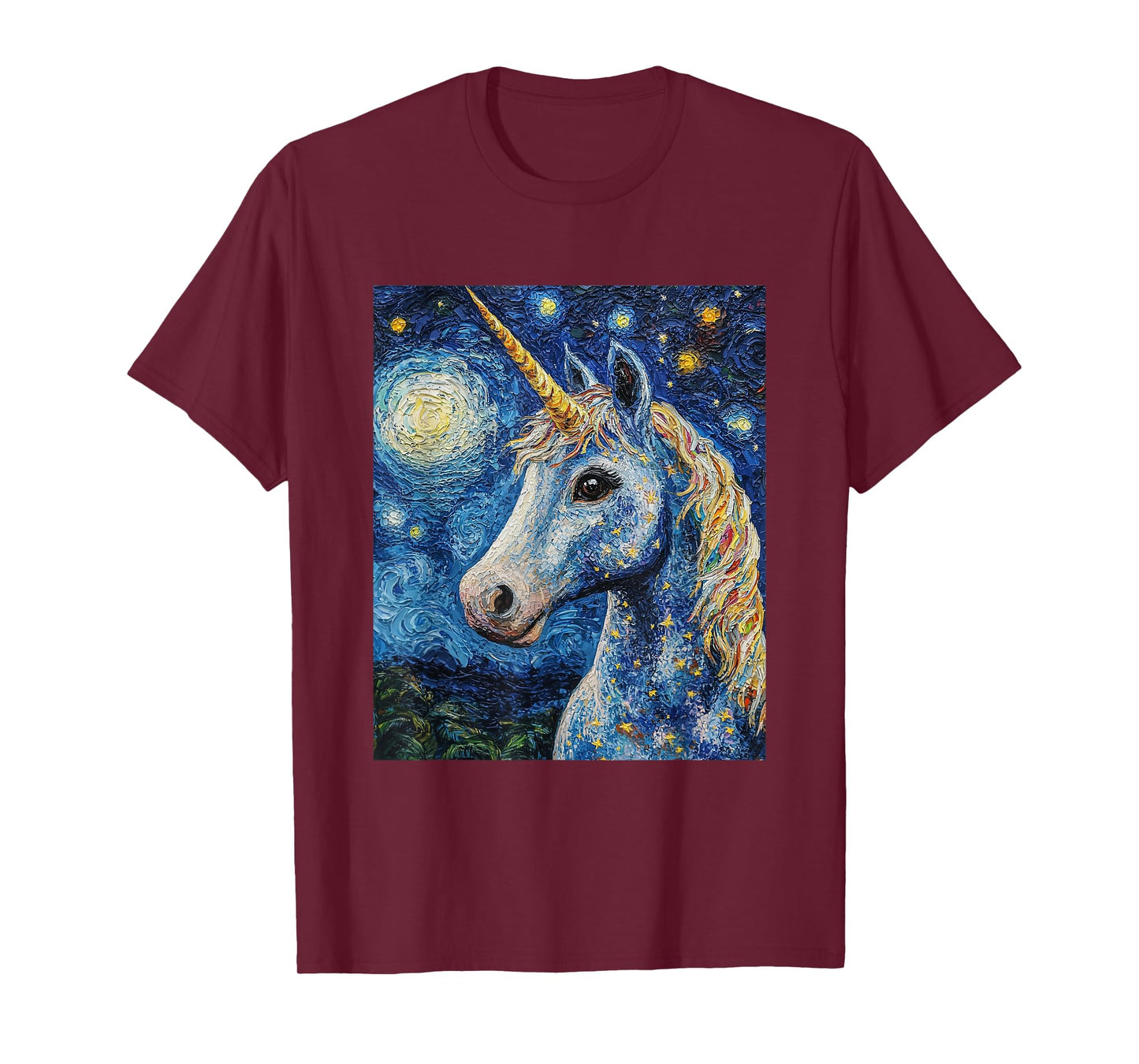 Cute Unicorn - Van Gogh Style - Starry Night T-Shirt