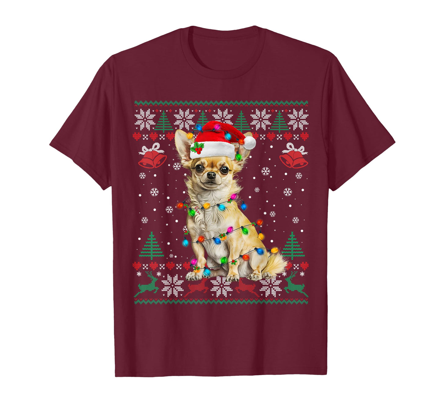 Chihuahua Christmas Santa Ugly Sweater Dog Lover Xmas T-Shirt