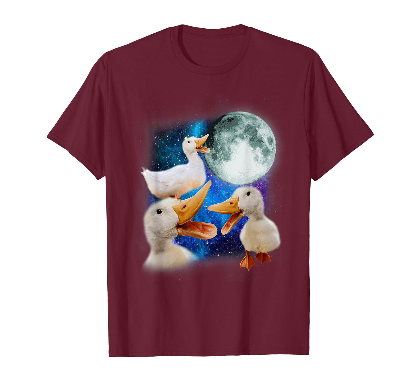 3 Ducks Howl At Moon Funny Weird Cursed Pekin Duck Lover T-Shirt