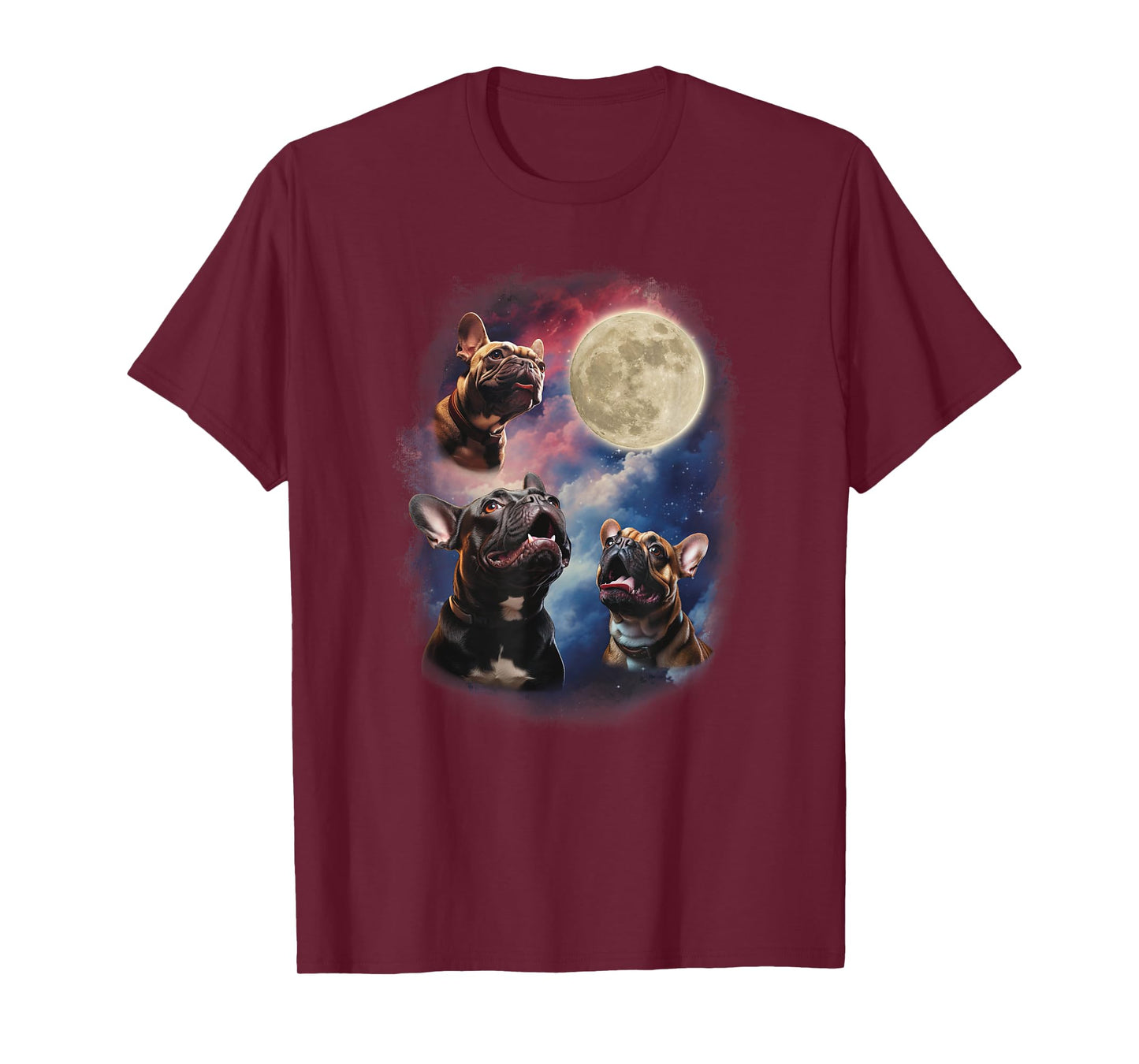Frenchies Howling At The Moon Ironic Funny French Bulldog Men Women T-Shirt