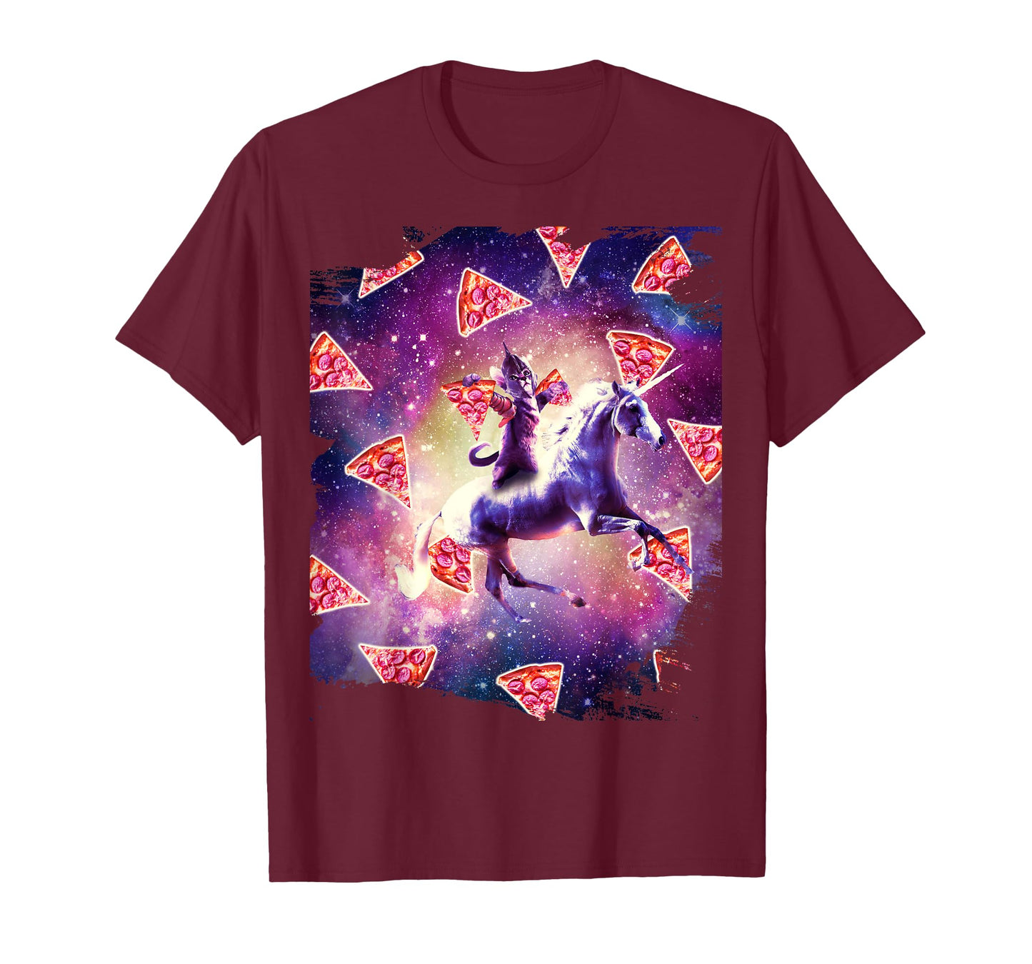 Warrior Space Cat On Unicorn - Pizza Men Women Kids T-Shirt