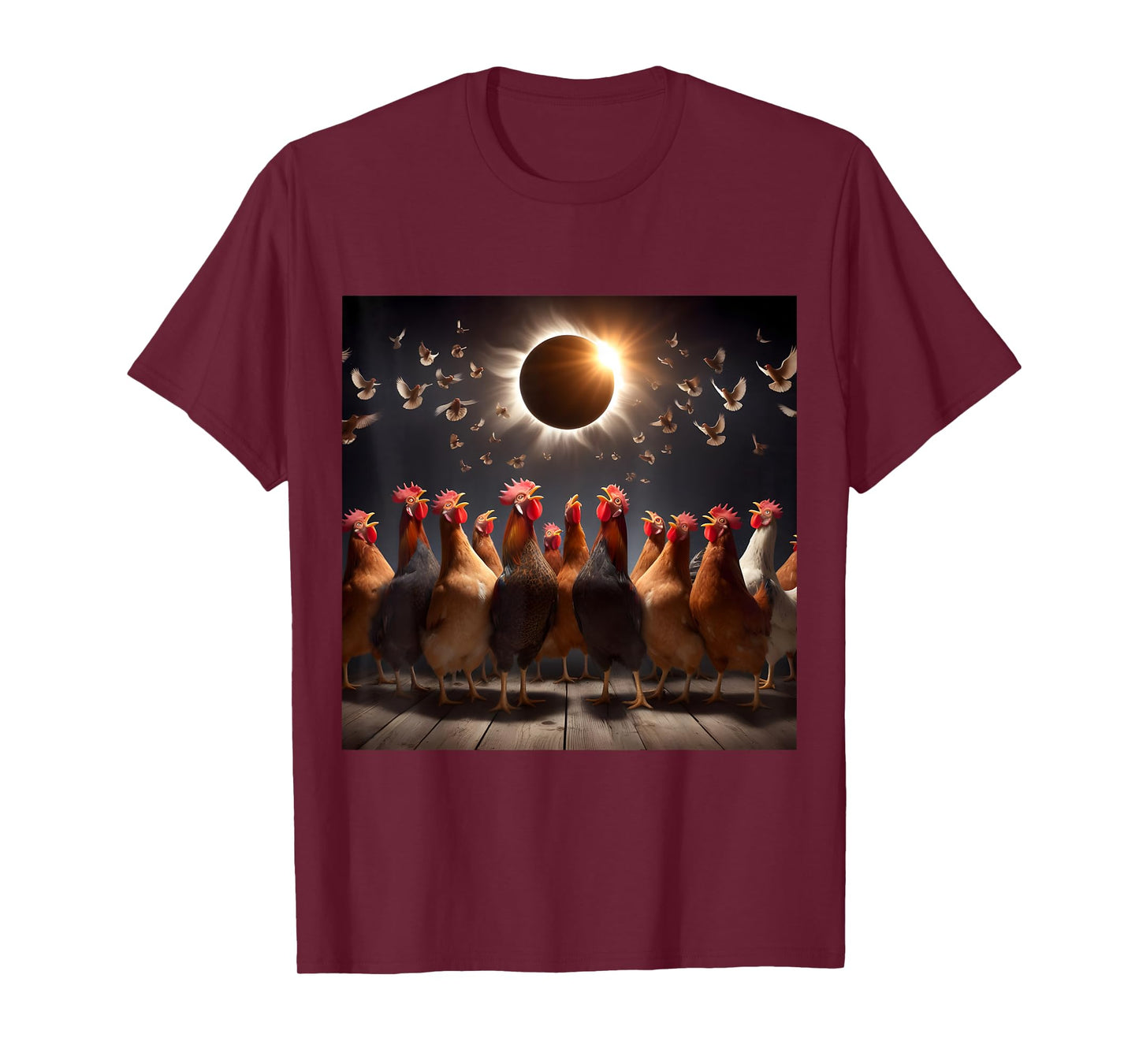 Chicken And The Total Solar Sun Eclipse 8.04.24 2024 Chicken T-Shirt
