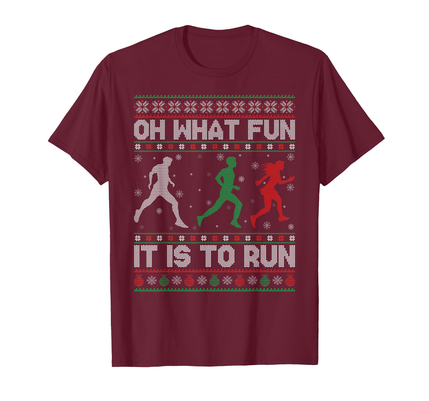 Oh What Fun is It to Run Ugly Christmas Sweater Running Xmas T-Shirt