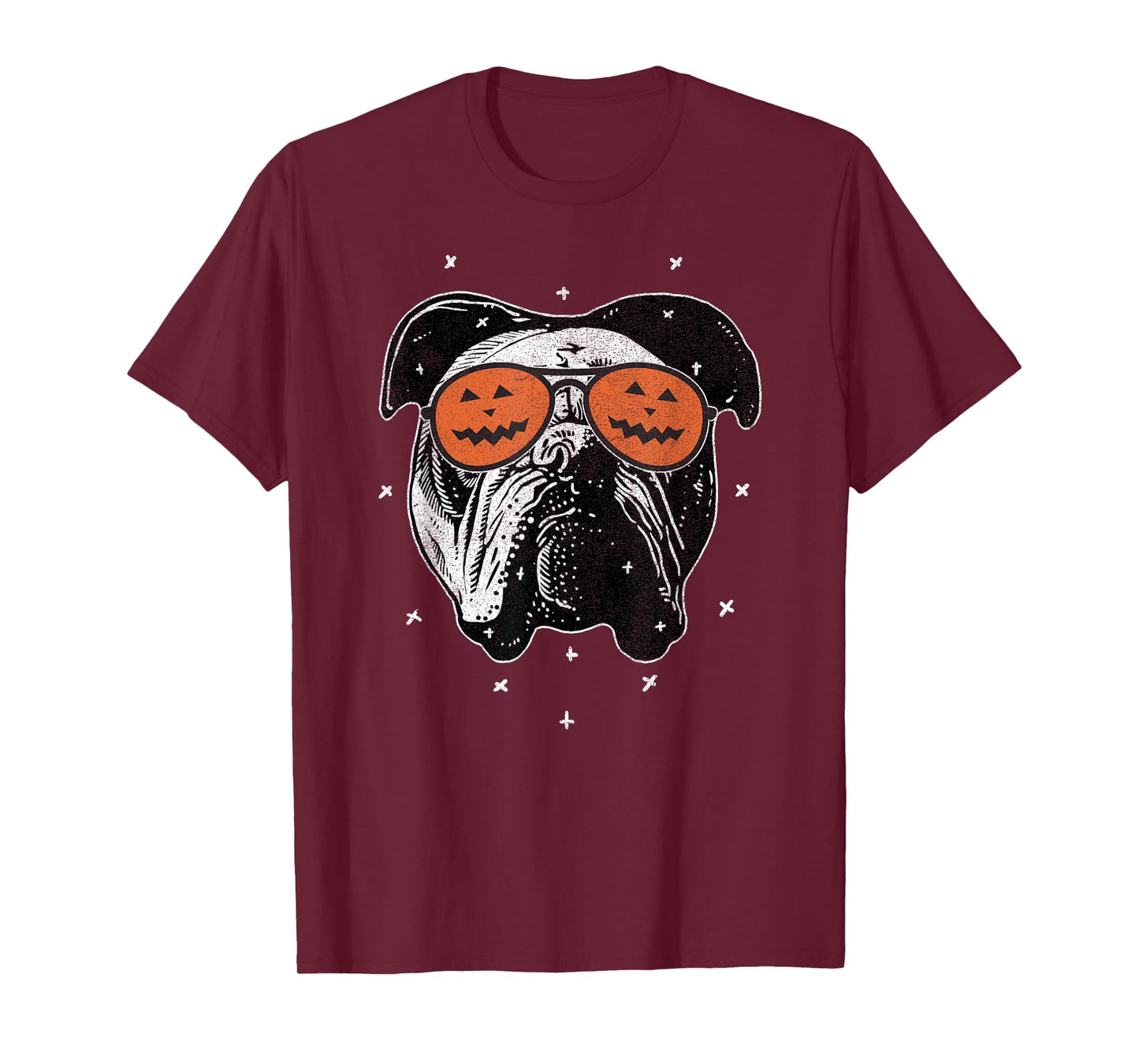 English Dog Wearing Pumpkin Sunglasses | Halloween Bulldog T-Shirt for Men Women Kids
