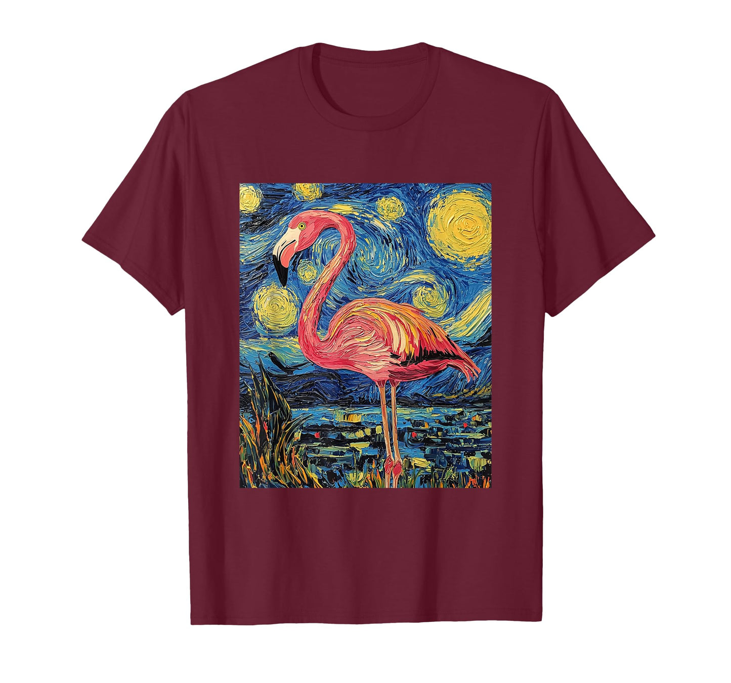 Cute Flamingo - Van Gogh Style - Starry Night T-Shirt