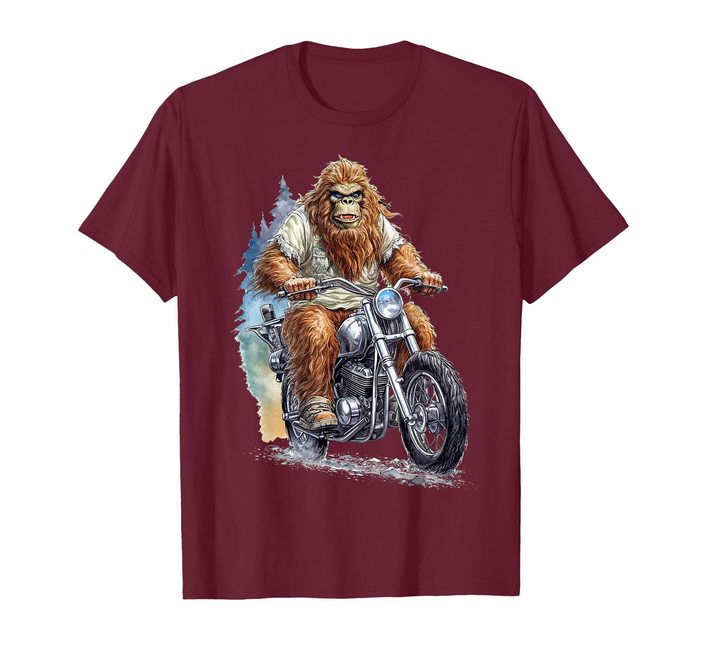 Bigfoot Riding Motorcycle Bike Funny Bigfoot Sasquatch Biker T-Shirt