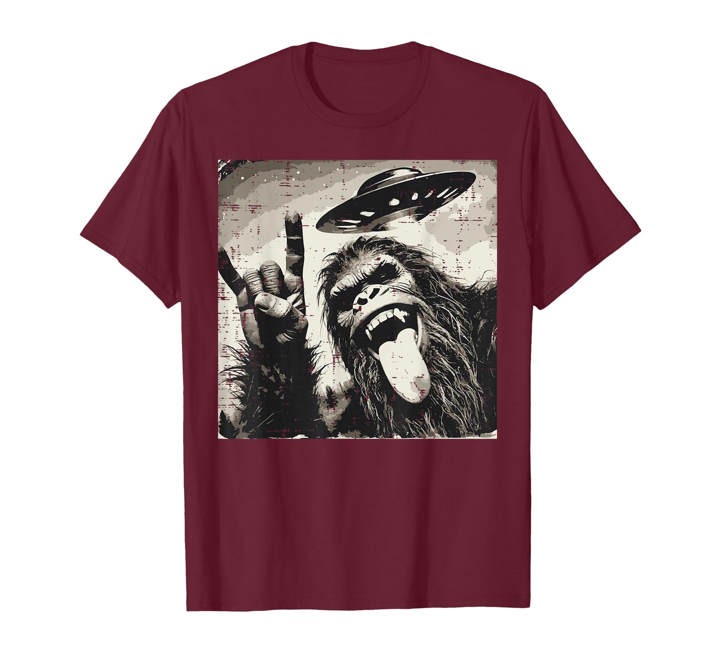Bigfoot Rocker Tongue Ufo Selfie Sasquatch Rock Men Boys Kid T-Shirt