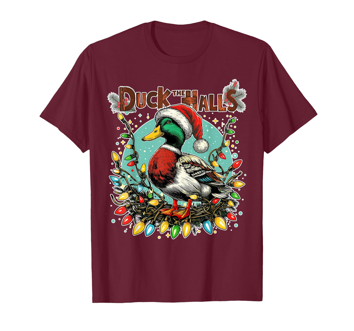 Retro Duck Christmas Lights Merry Ducking Christmas Animal T-Shirt