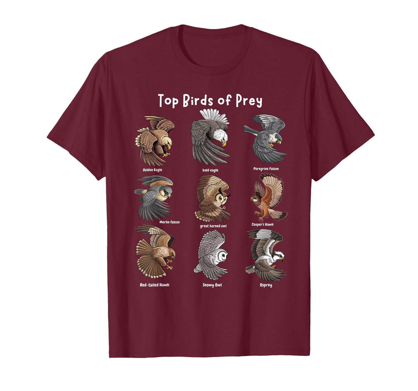top Birds of Prey Educational top world predatory bird lover T-Shirt