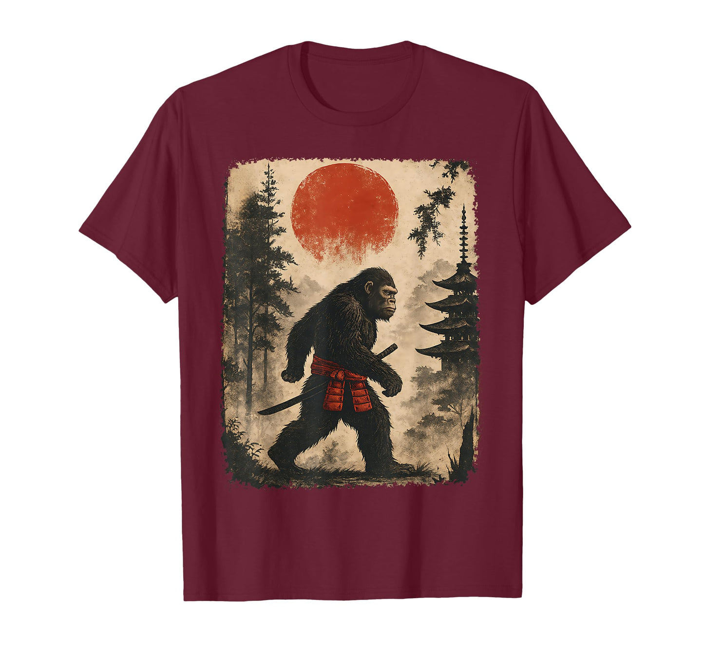 Samurai Bigfoot Japanese Graphic Funny Sasquatch T-Shirt
