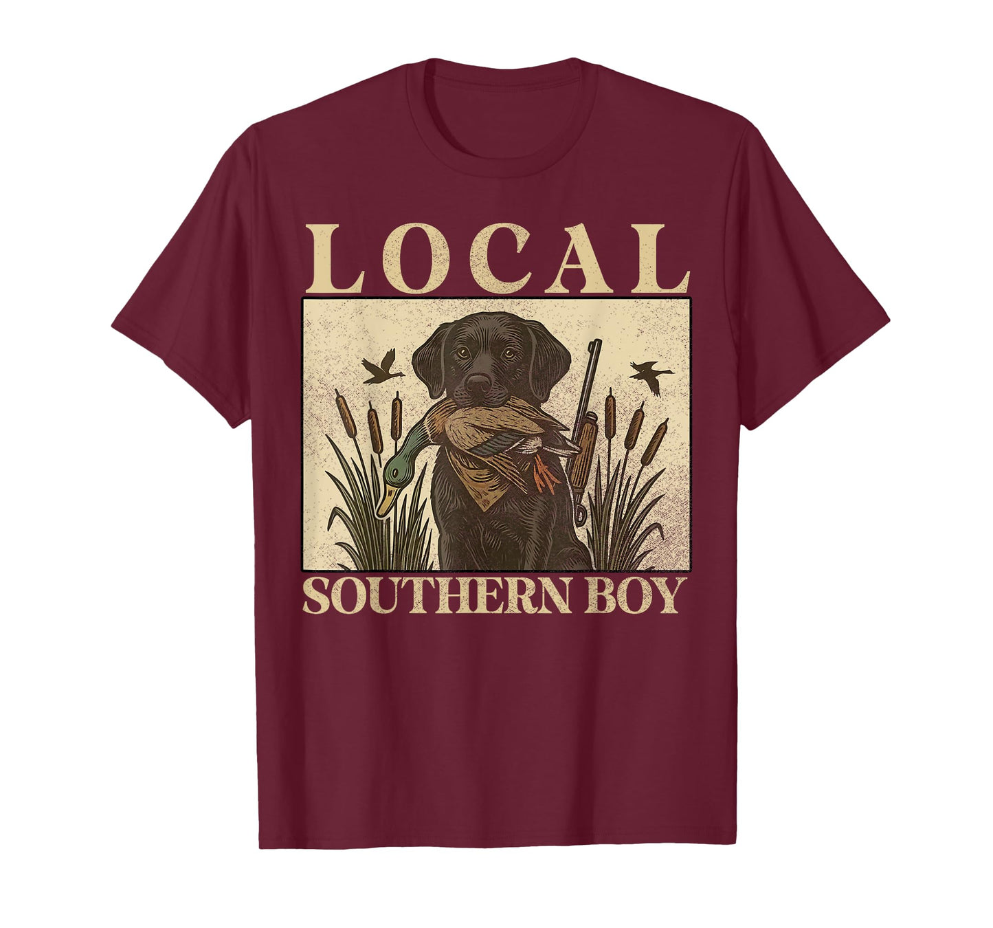 Local Southern Boy Duck Hunting Black Lab Outdoor Vintage T-Shirt