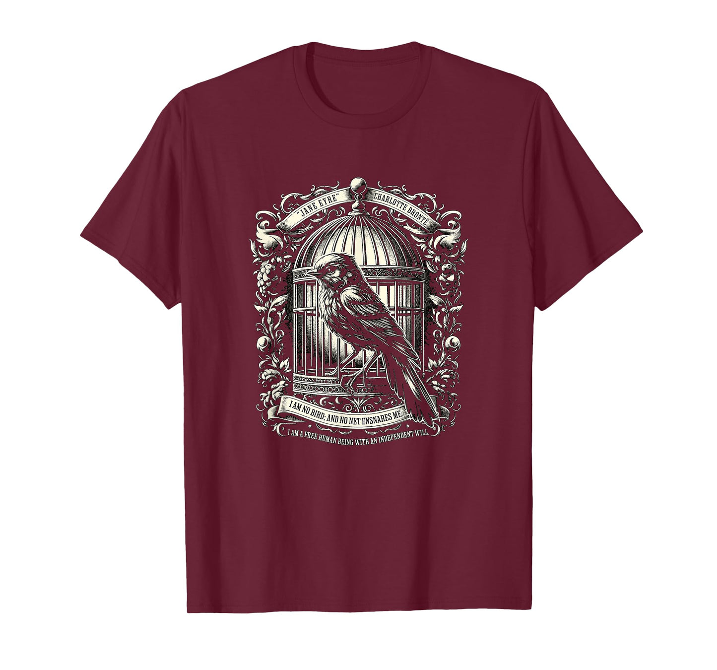 Jane Eyre Freedom Quote I Am Free Human Being, Dark Academia T-Shirt