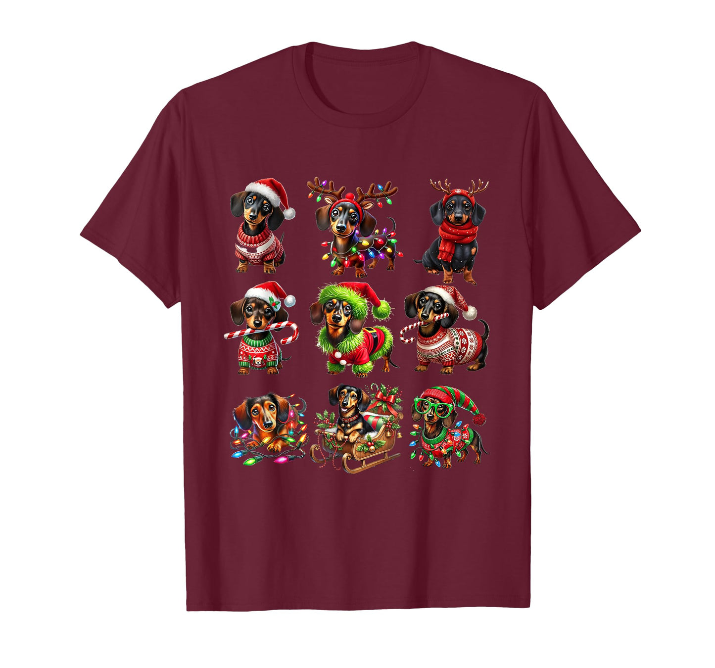 Dachshund Dogs Christmas Merry Woofmas Xmas For Dog Lover Men Women Kids T-Shirt