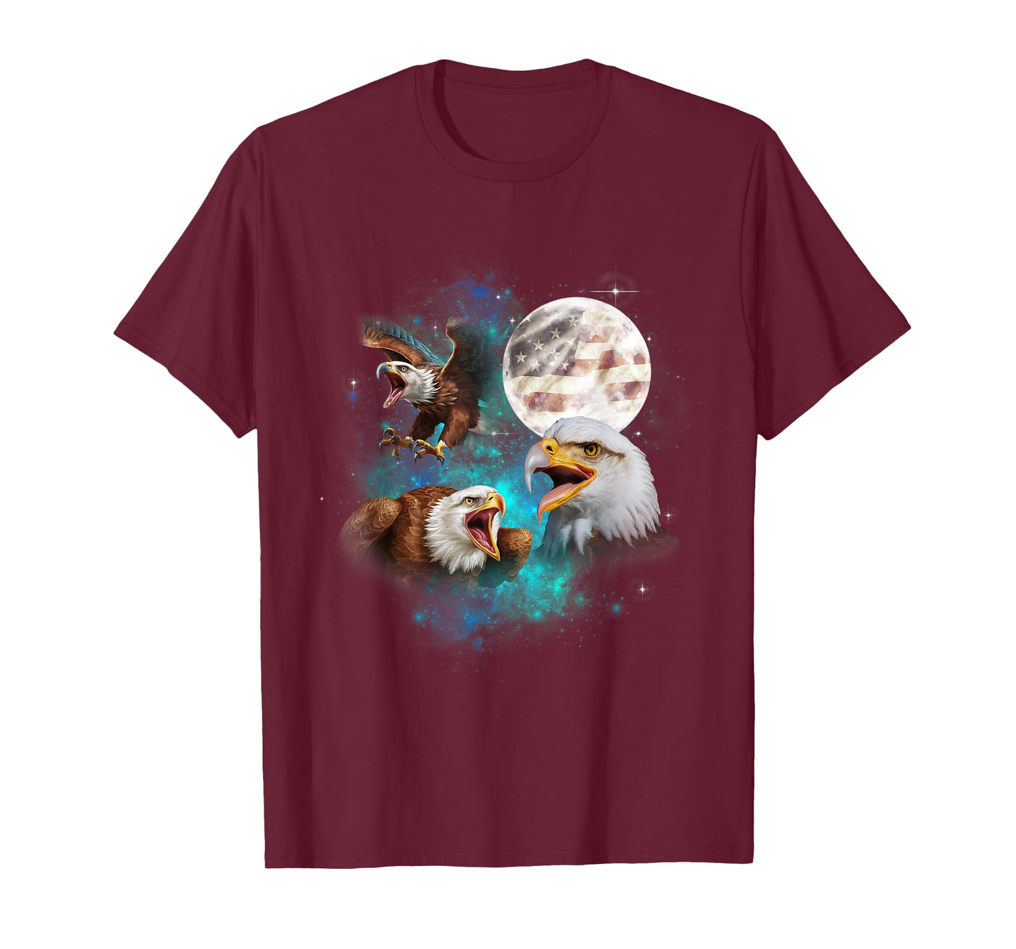 Bald Eagle USA flag American Flag Howl At Moon 4th of July T-Shirt