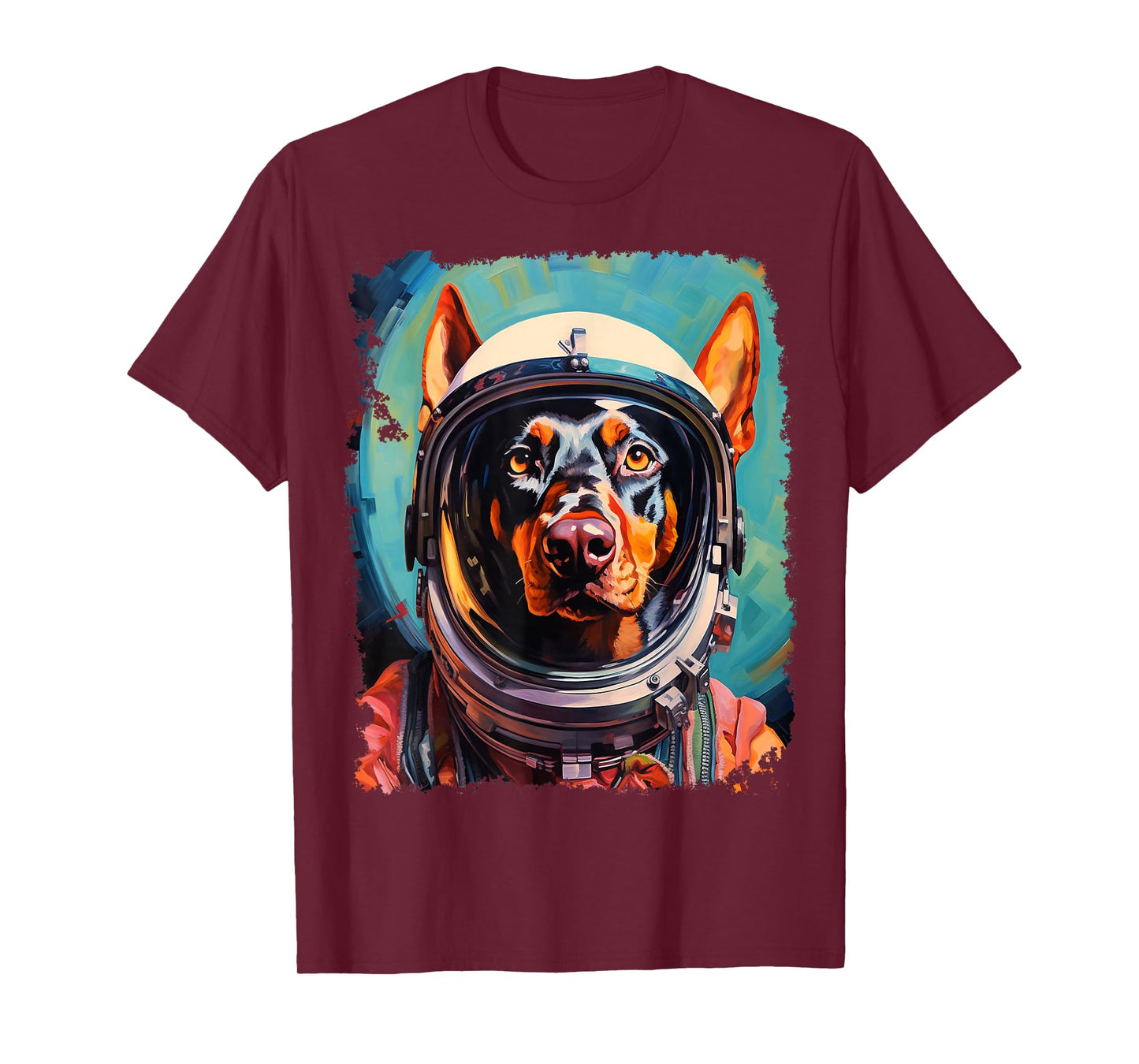 Pop Art Dog Doberman Space Astronaut T-Shirt