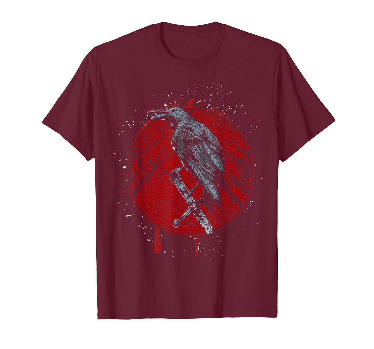 Halloween Raven Red Moon Spooky Night Crow T-Shirt