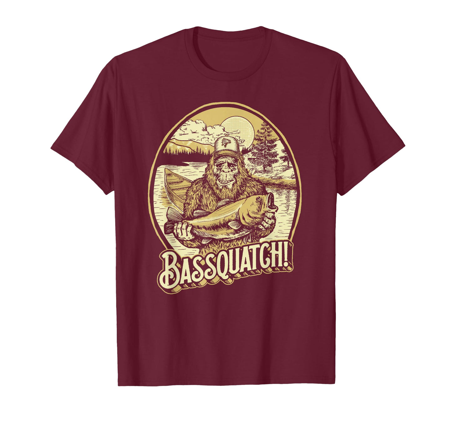 Bassquatch! Bass Fisherman Sasquatch Funny Bigfoot Fishing T-Shirt