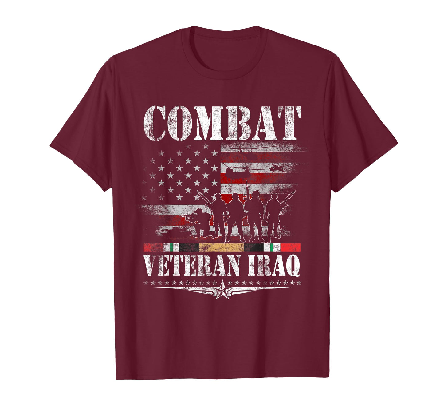 Combat Veteran Iraq T-Shirt Iraq War Service Flag Patriotic T-Shirt