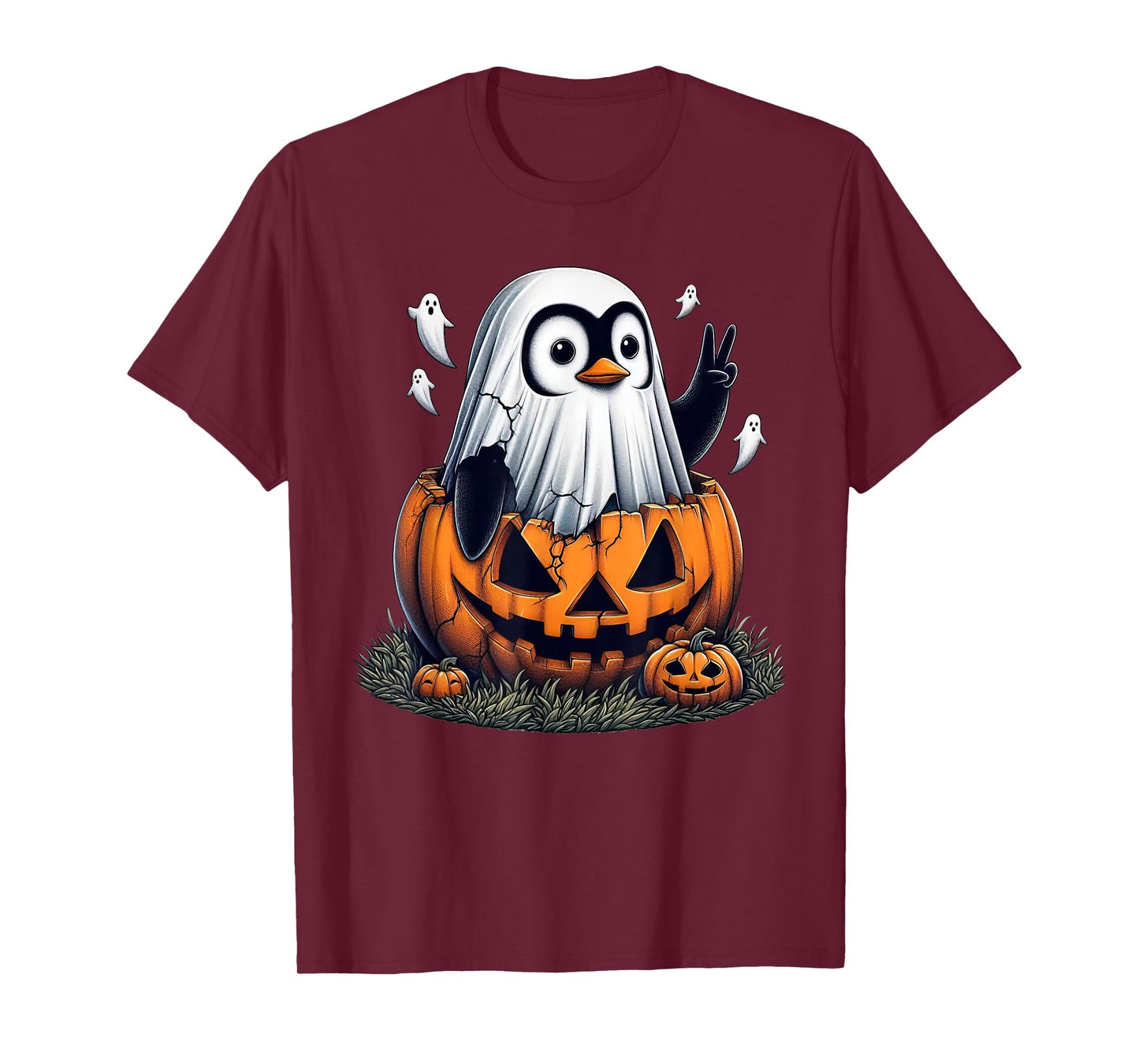 Funny Penguin Boo Halloween Ghost Womens Mens Kids T-Shirt