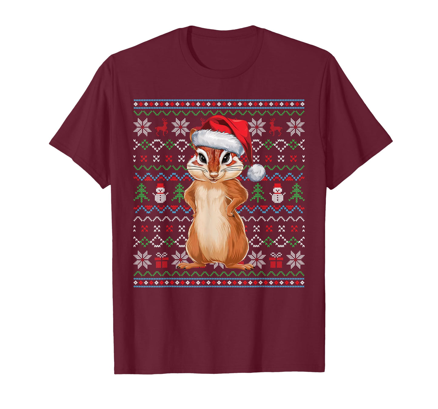Ugly Chipmunk Lovers Xmas Sweater Santa Christmas T-Shirt
