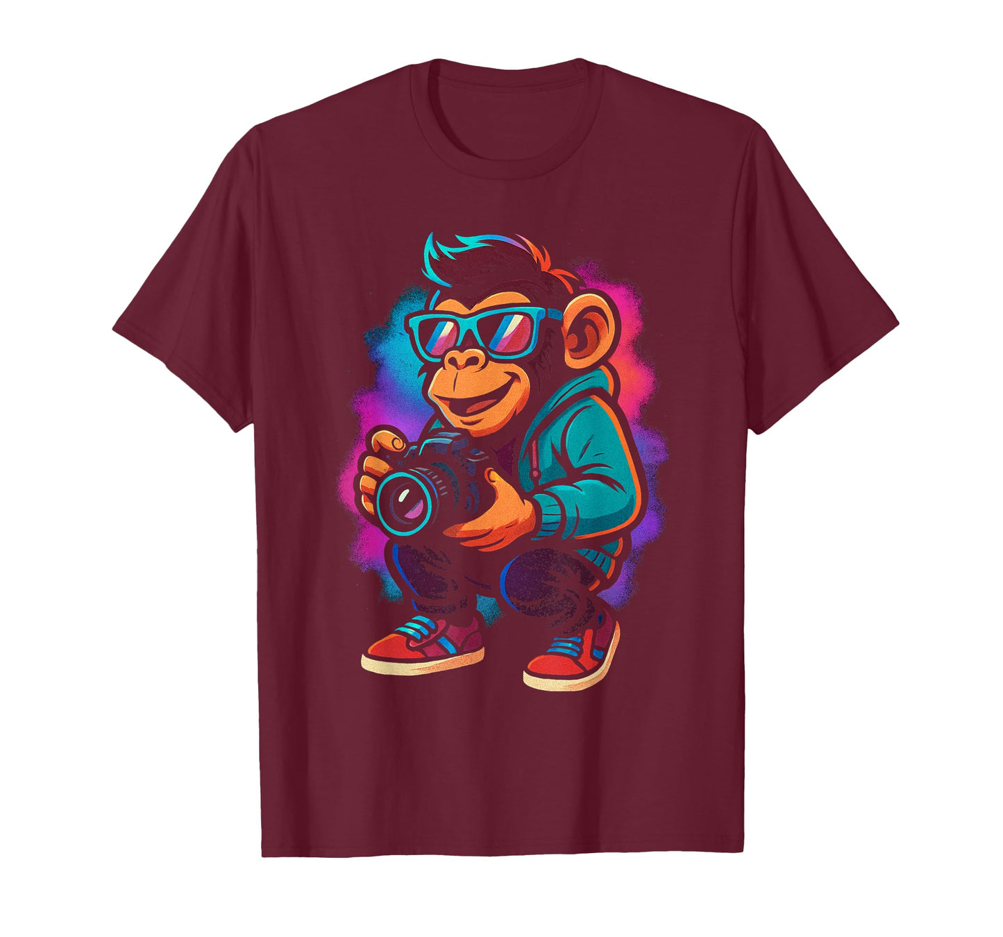 Funny Monkey Photographer Camera Animal Photography Lover T-Shirt