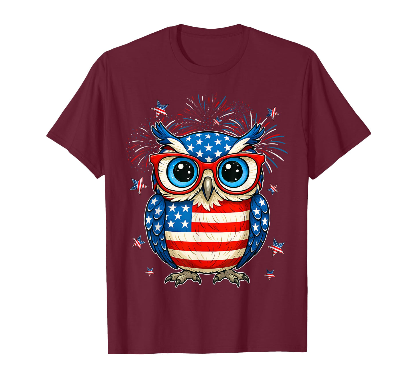 Cute Owl USA American Flag Independence Day 4th Of July Kids T-Shirt