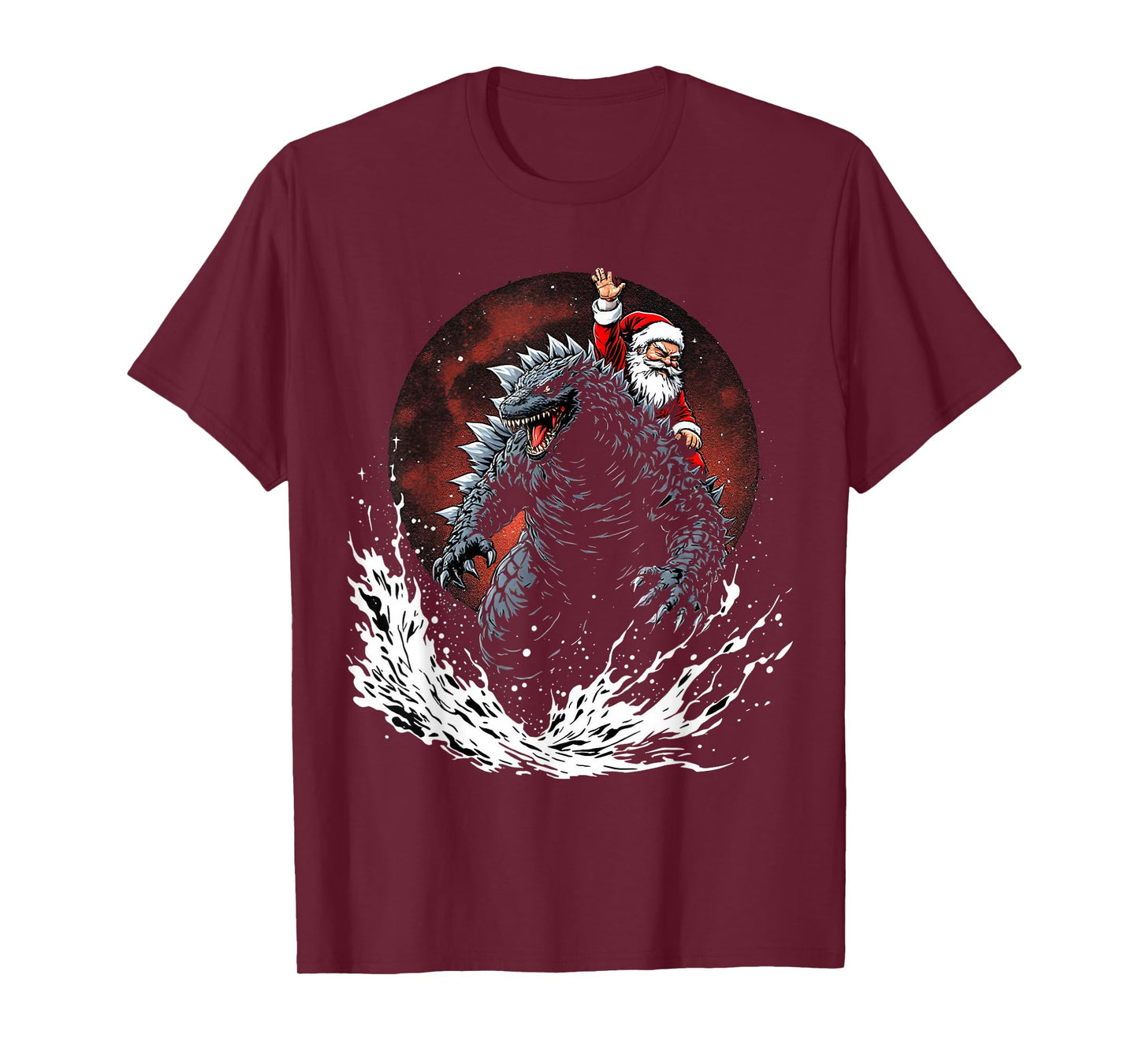 Santa Riding The Japanese Monster Kaiju for Christmas T-Shirt