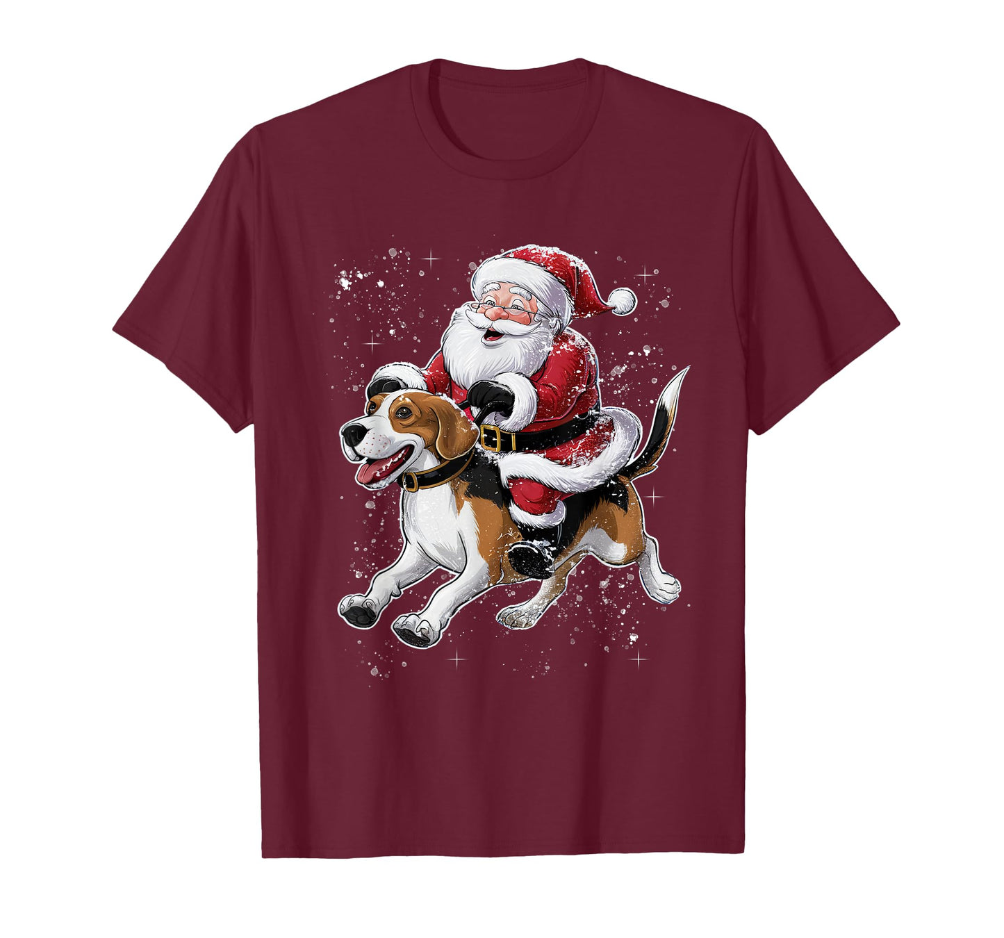 Funny Santa Claus Riding Beagle Dog Christmas T-Shirt for Men Women Kids