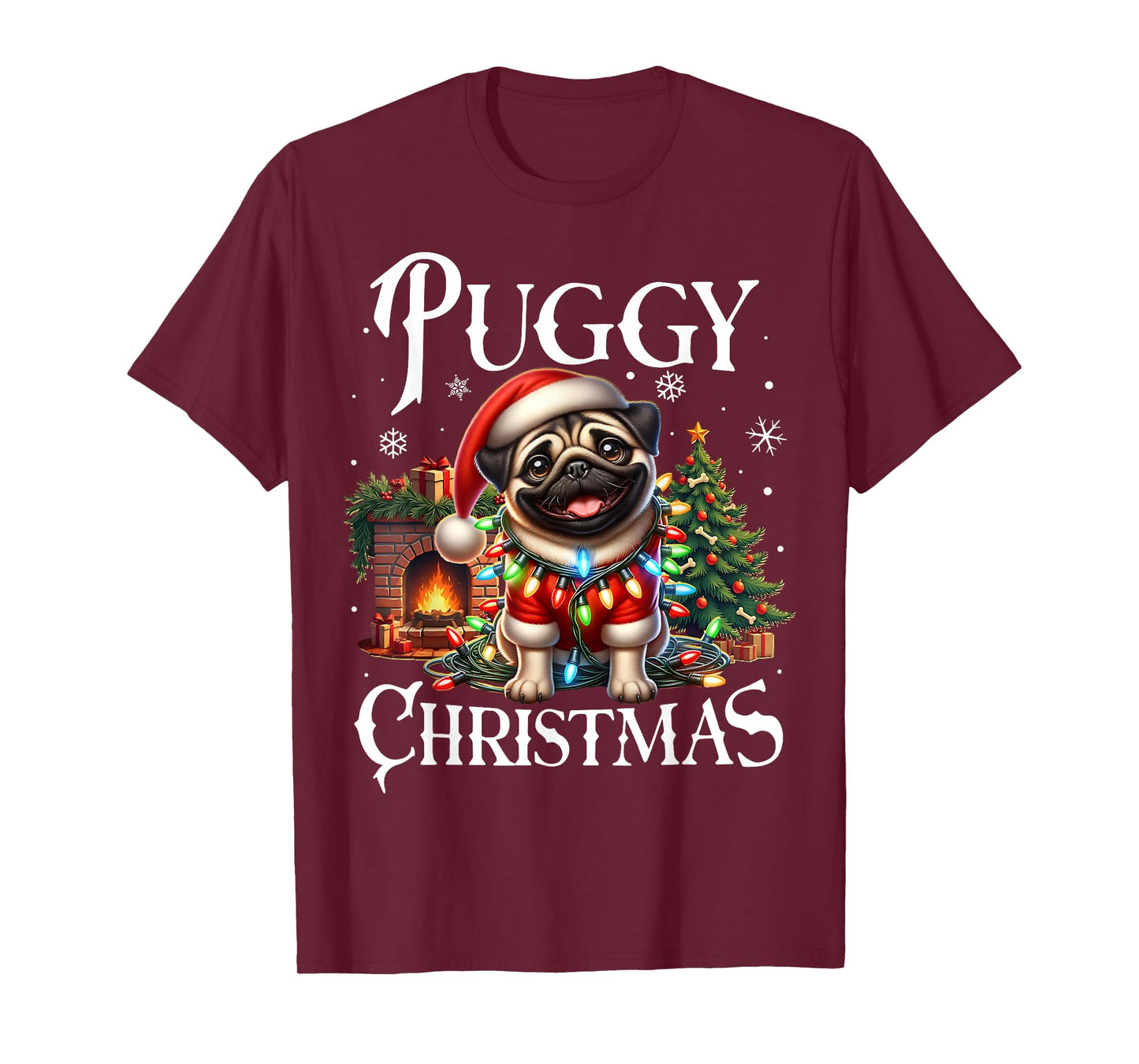 Puggy Christmas Pug Xmas Pug Santa Claus Pug T-Shirt