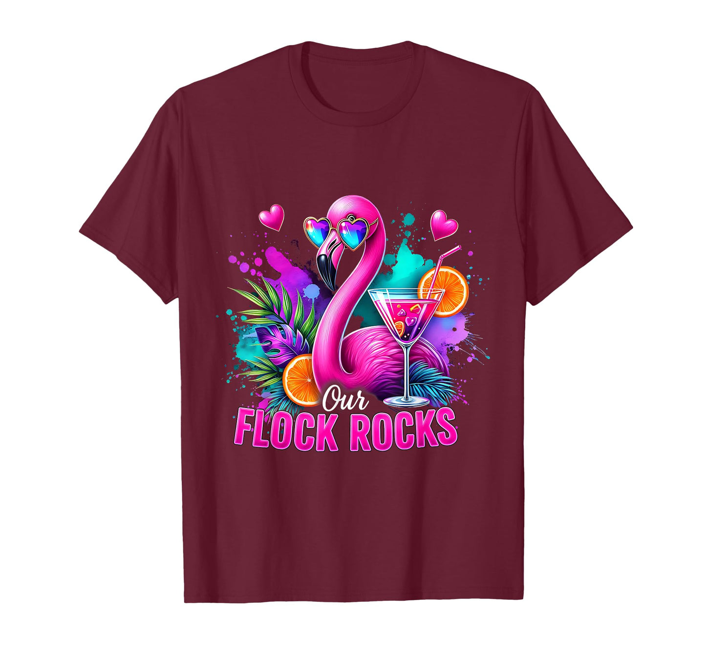 Our Flock Rocks Flamingo Summer Vacation Family Matching T-Shirt